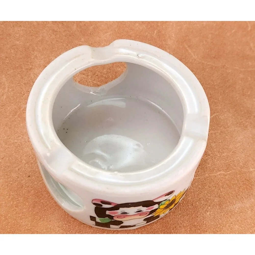 Vtg Cow Potpourri Pot Ceramic Wax Melt Tealight Warmer Sunflower 3Pc Box